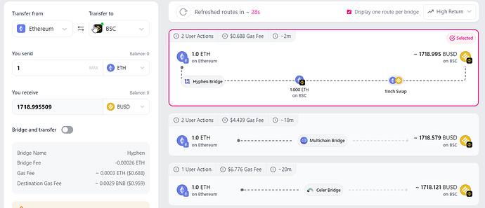 Bungee Bridge routes ETH to BUSD